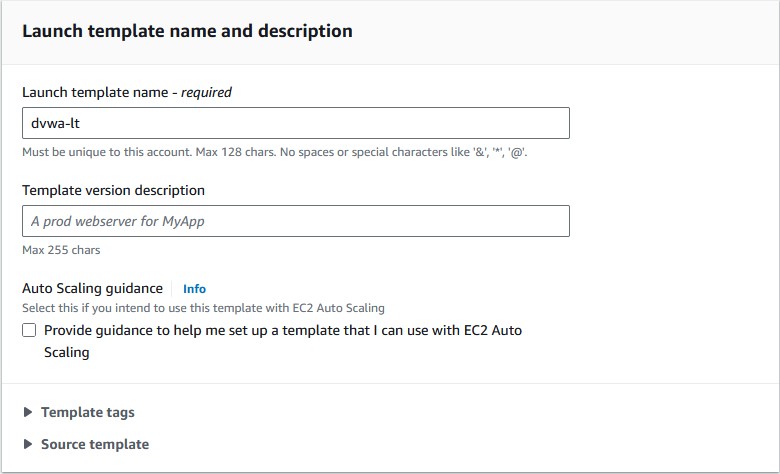 Naming the Launch Template