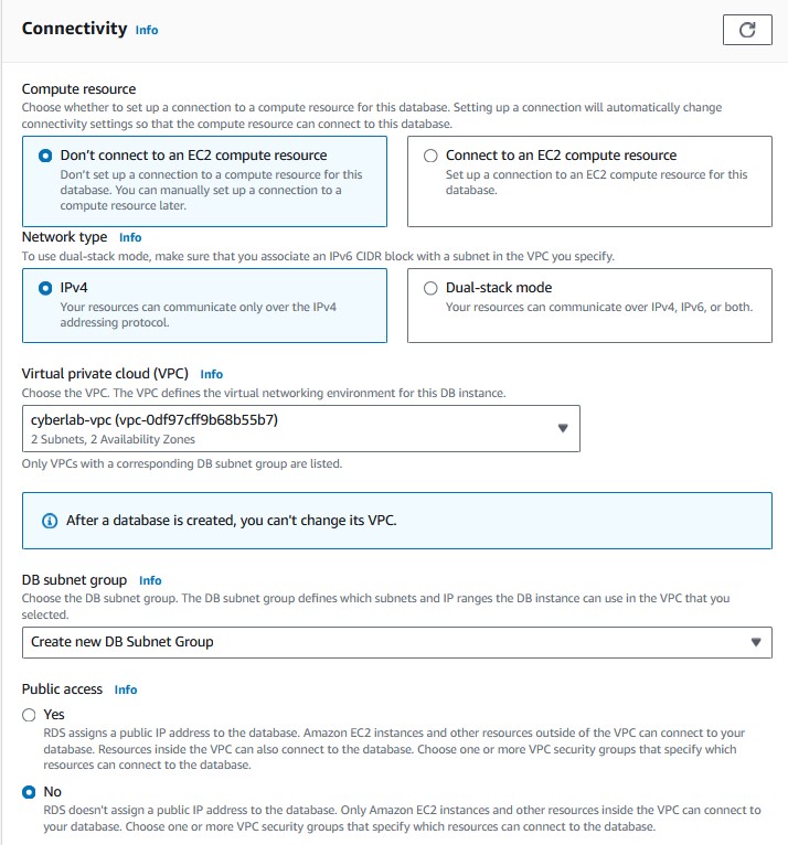 RDS MySQL Database Instance Connectivity