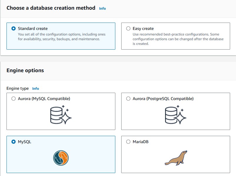 RDS MySQL Database Instance Creation Method