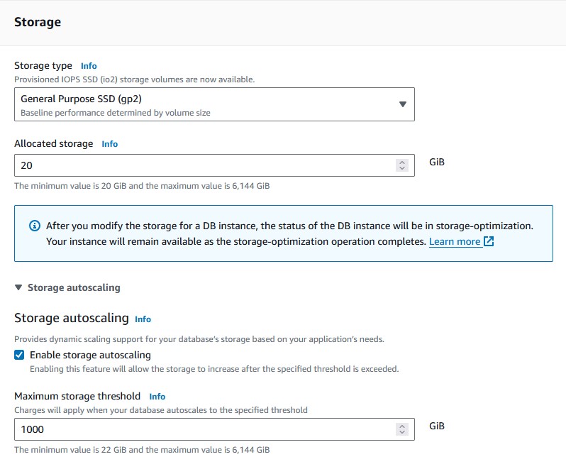 RDS MySQL Database Instance Configuration