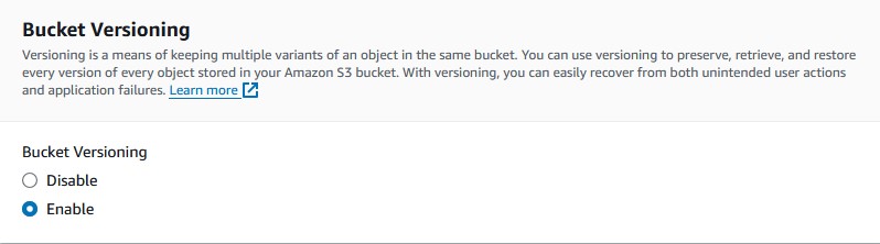 S3 Bucket Bucket Versioning