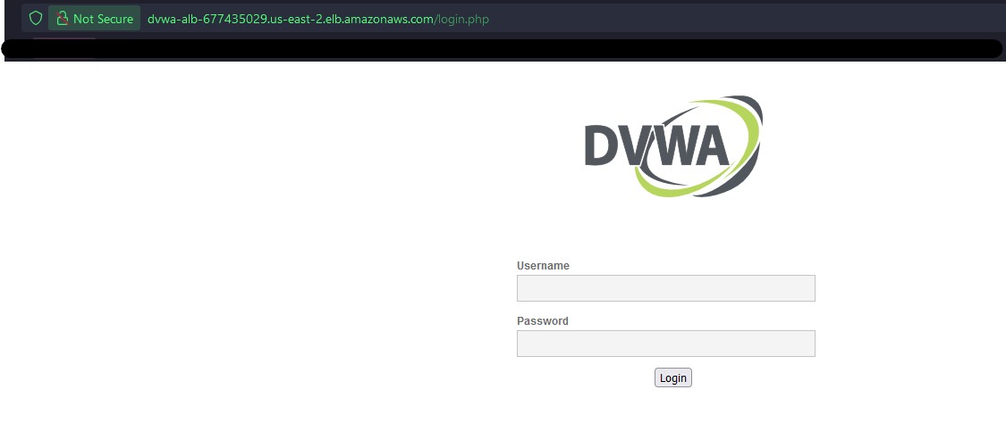 DVWA Running Through ALB