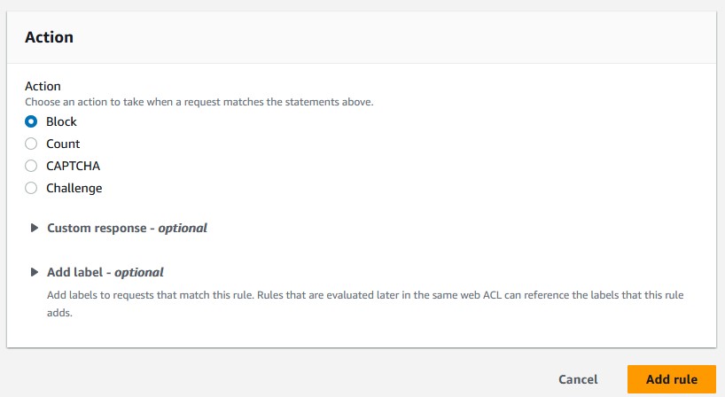 DDOS Rate Limit Rule Action