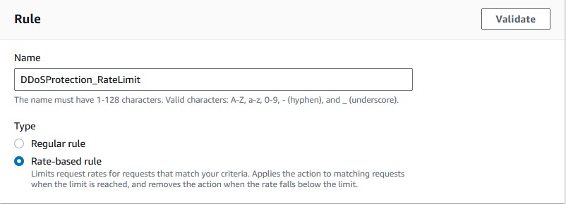 DDOS Rate Limit Rule Name