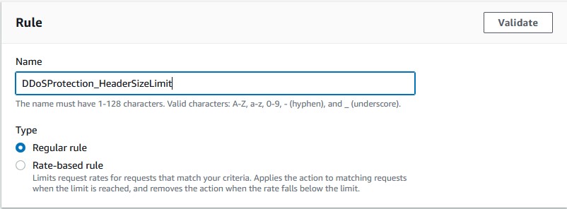 DDOS Header Size Limit Rule Name