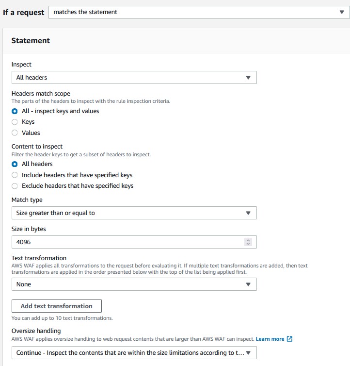 DDOS Header Size Limit Statement