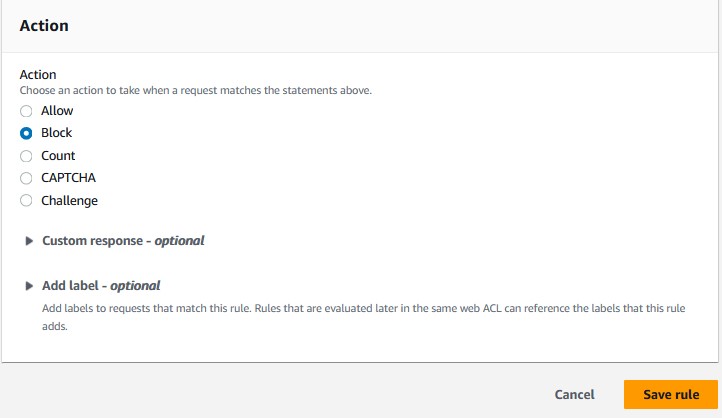 Custom SQLi Rule Action
