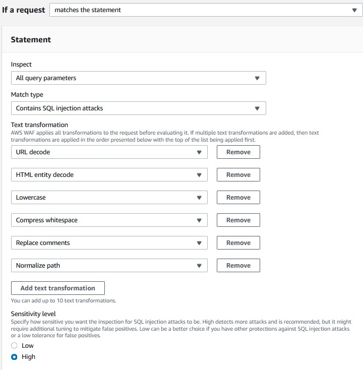 Custom SQLi Rule Statement