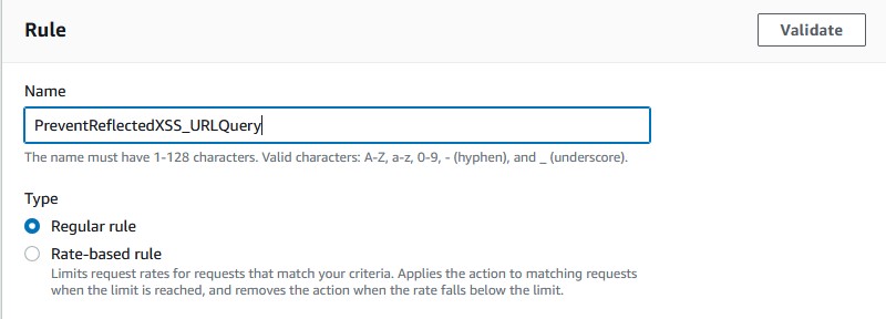 Web ACL Rule Builder Rule Name