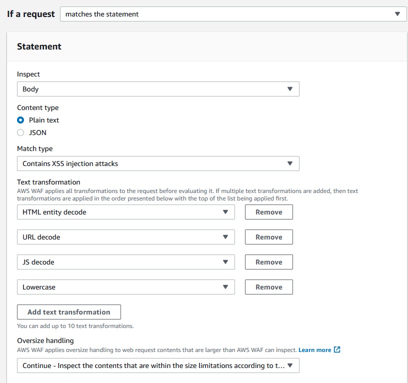 Web ACL Rule Builder Statement