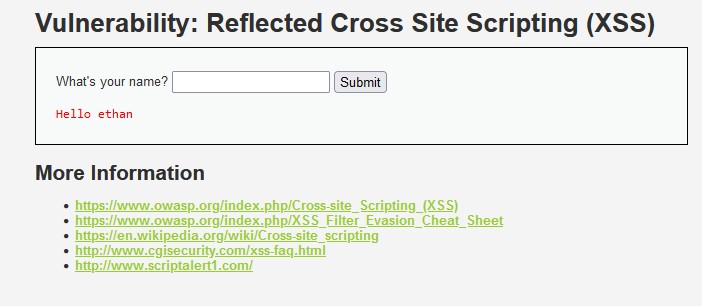 What's Your Name Form With Reflected Input