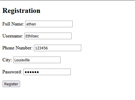 Web Registration Form