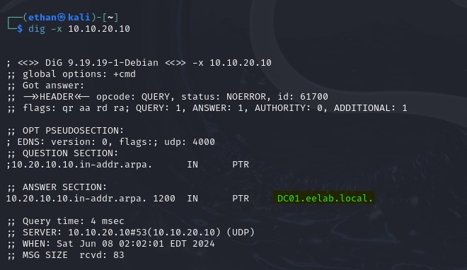 Dig Reverse DNS Lookup on Domain Controller