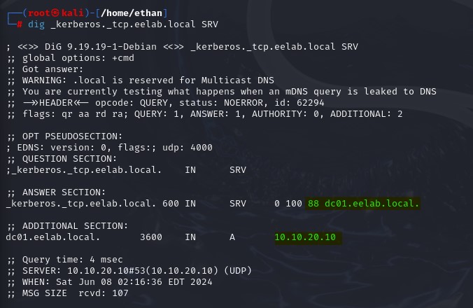 Dig Finding Kerberos Service