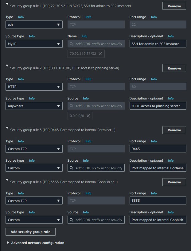 Create a Security Group for the Instance