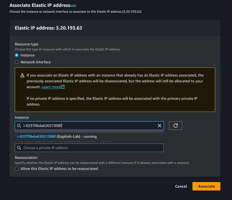 EIP Association to Instance