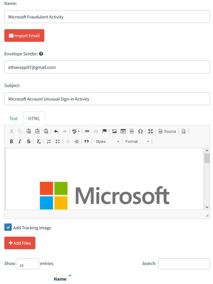 Creating a Gophish Email Template