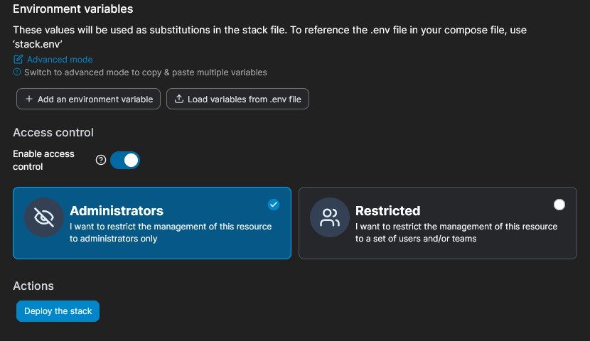 Deploying a Portainer Stack